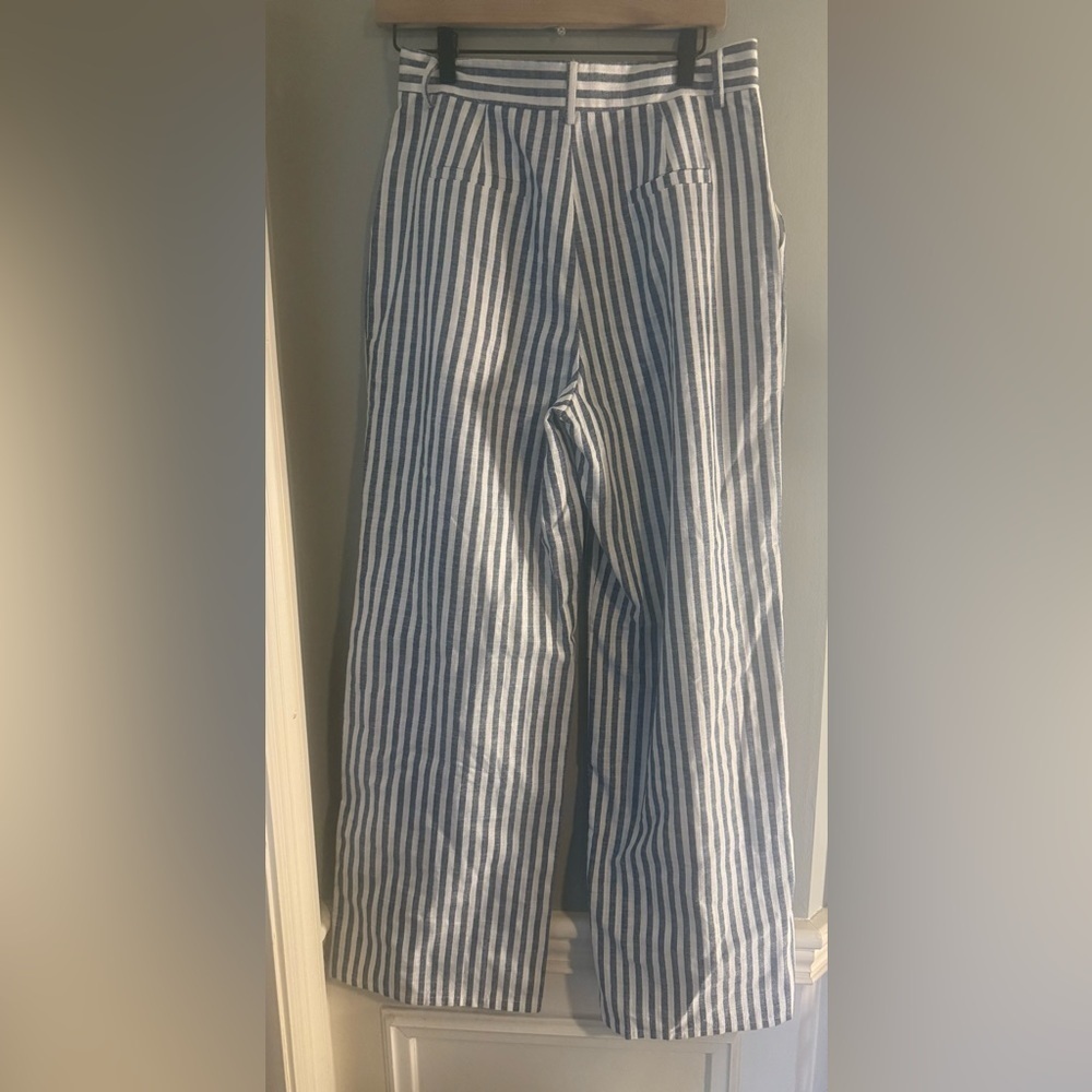 Aqua Striped Wide Leg Pants in Blue and White - Picture 2 of 10